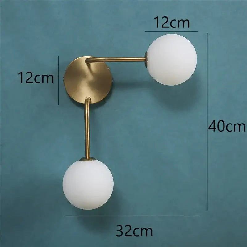 Modern brass glass ball wall lamps bedroom sconce lighting