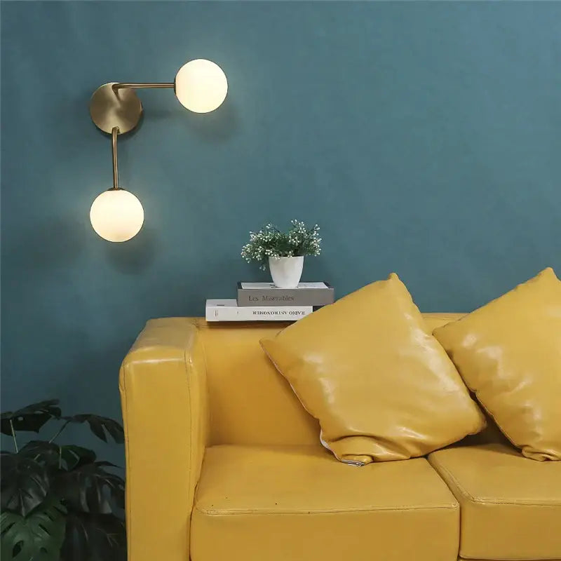 Modern brass glass ball wall lamps bedroom sconce lighting