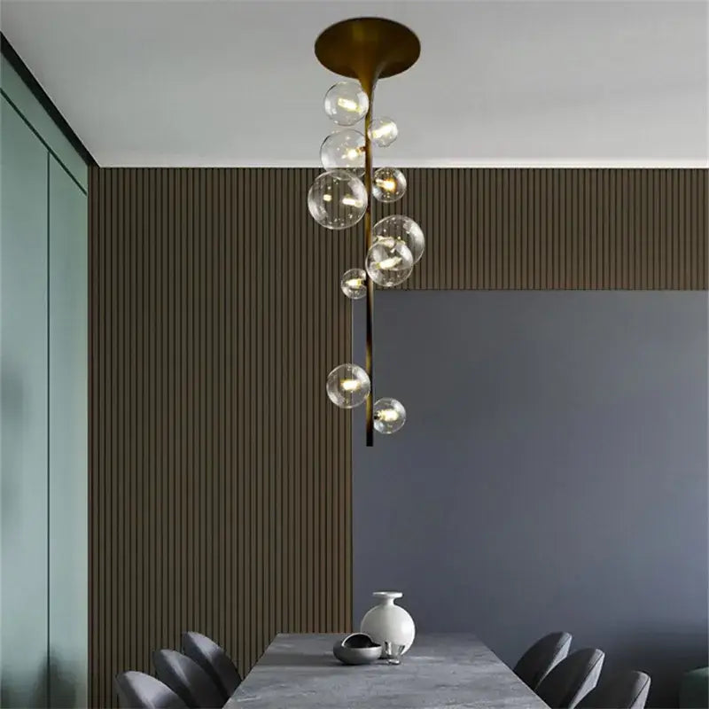 Modern brass glass bubble pendant light for dining room