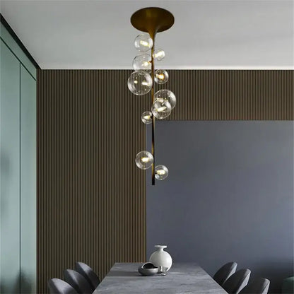 Modern brass glass bubble pendant light for dining room
