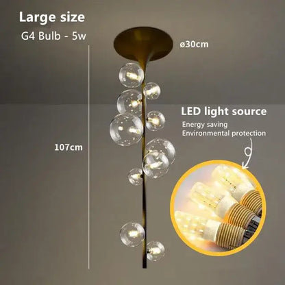 Modern brass glass bubble pendant light for dining room