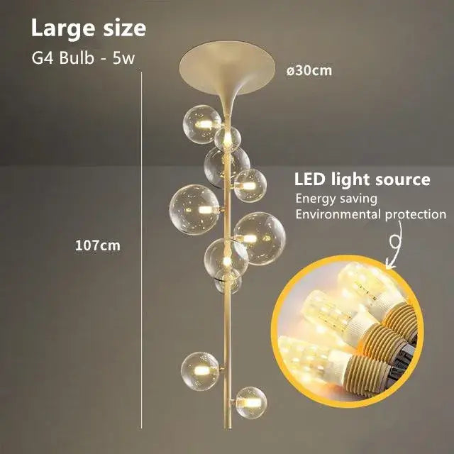 Modern brass glass bubble pendant light for dining room