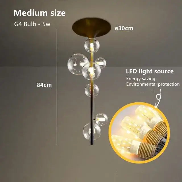 Modern brass glass bubble pendant light for dining room