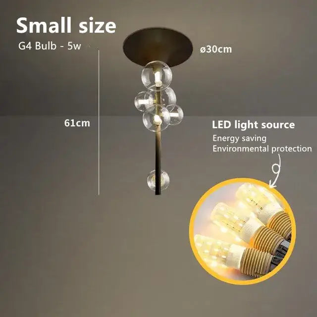 Modern brass glass bubble pendant light for dining room