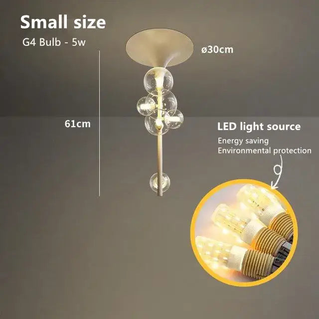 Modern brass glass bubble pendant light for dining room
