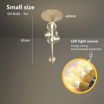 Modern brass glass bubble pendant light for dining room
