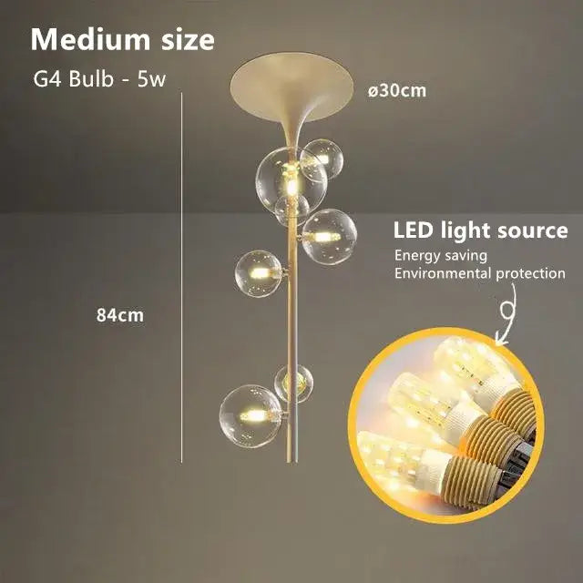 Modern brass glass bubble pendant light for dining room