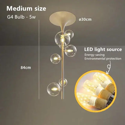 Modern brass glass bubble pendant light for dining room