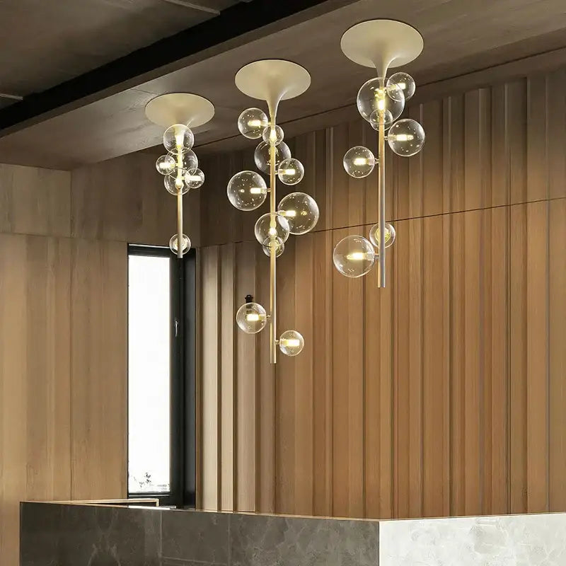 Modern brass glass bubble pendant light for dining room