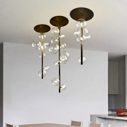 Modern brass glass bubble pendant light for dining room