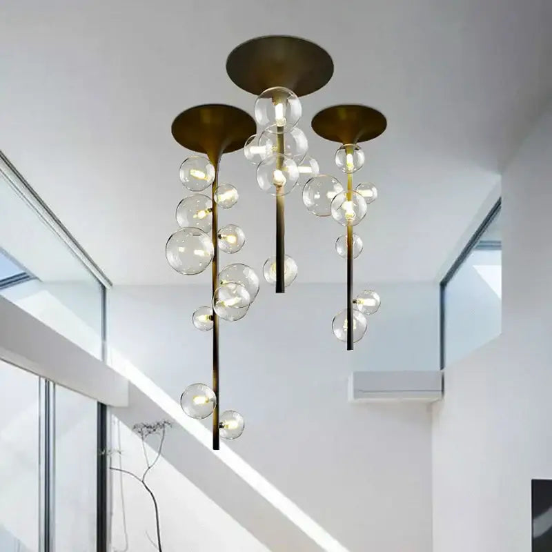 Modern brass glass bubble pendant light for dining room