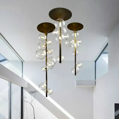 Modern brass glass bubble pendant light for dining room
