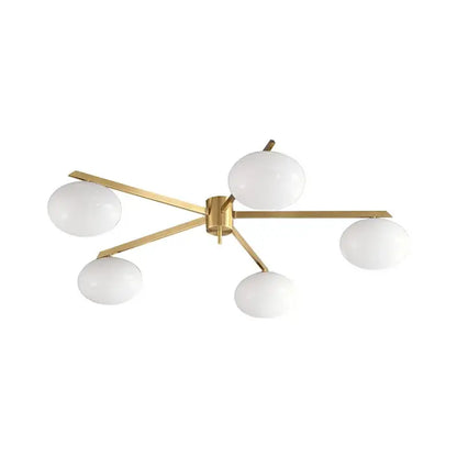 Modern brass glass ceiling lamp with frosted globes for living room