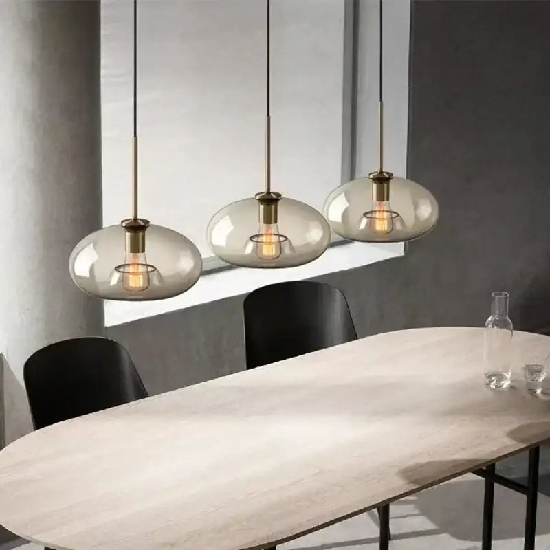 Modern brass glass chandelier dining room pendant light