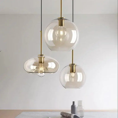 Modern brass glass chandelier dining room pendant light