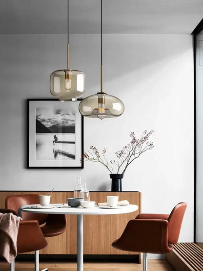 Modern brass glass chandelier dining room pendant light