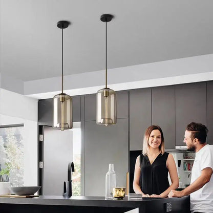 Modern brass glass chandelier dining room pendant light