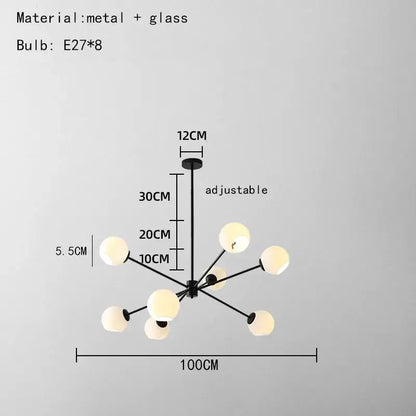 Modern brass glass chandelier with clear glass shades for dining room