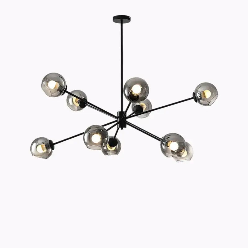 Modern brass glass chandelier with clear glass shades for dining room