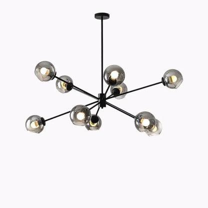 Modern brass glass chandelier with clear glass shades for dining room