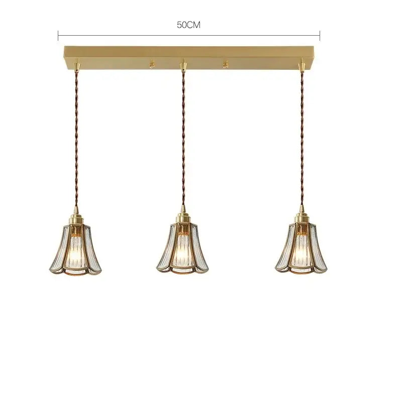 Modern brass glass copper led pendant lights dining room bell shape