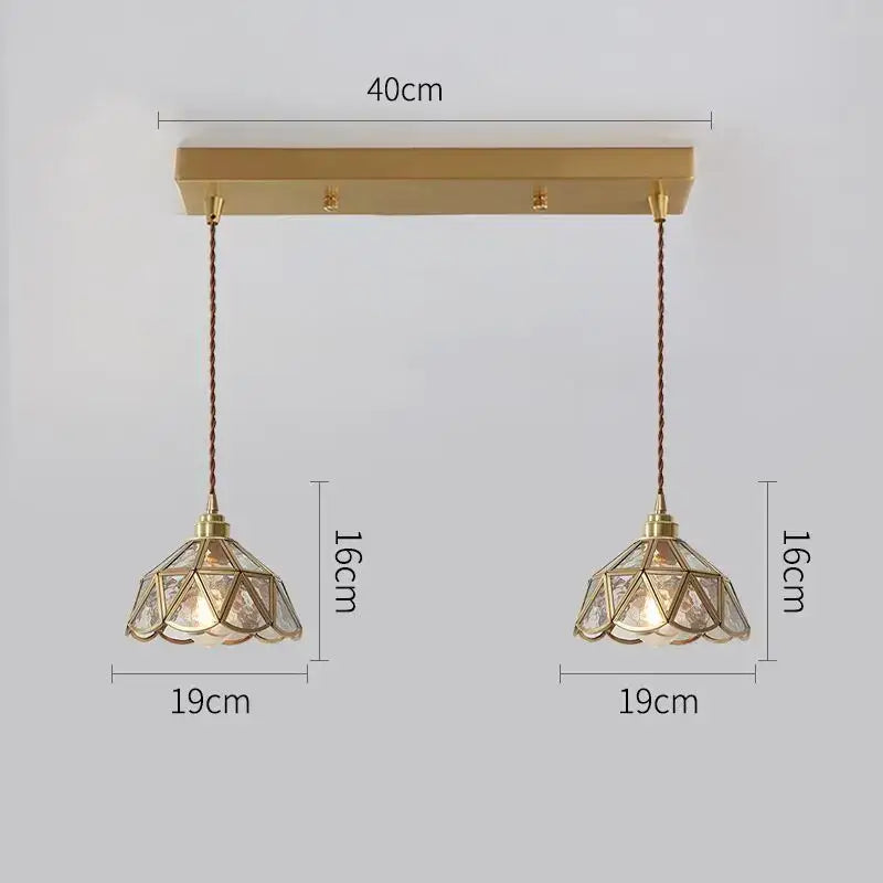 Modern brass glass copper led pendant lights dining room bell shape