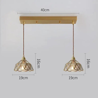 Modern brass glass copper led pendant lights dining room bell shape