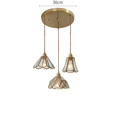 Modern brass glass copper led pendant lights dining room bell shape