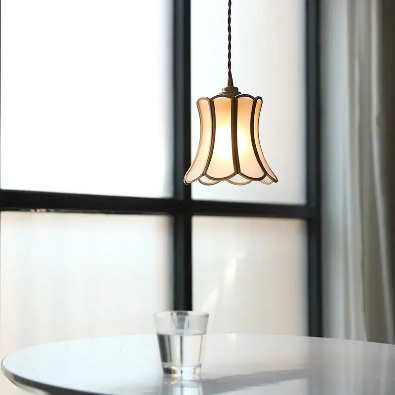 Modern brass glass copper led pendant lights dining room bell shape