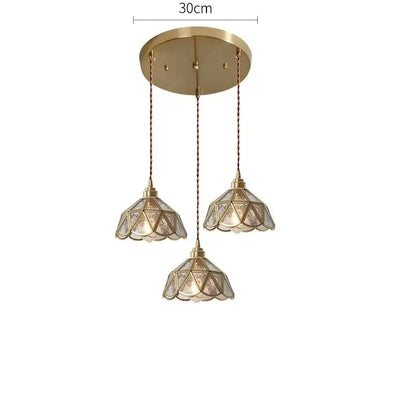 Modern brass glass copper led pendant lights dining room bell shape