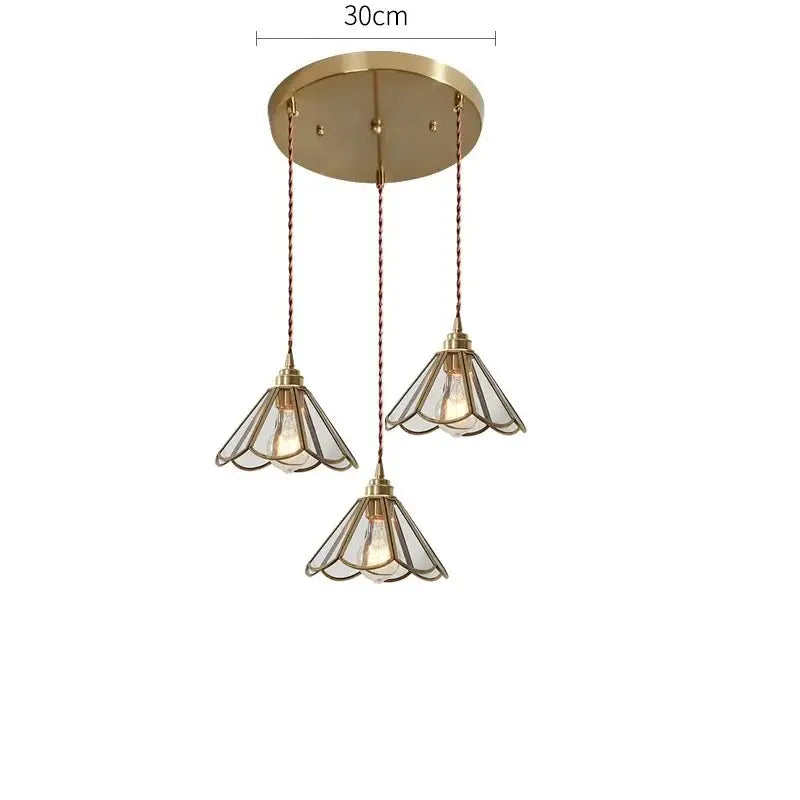 Modern brass glass copper led pendant lights dining room bell shape