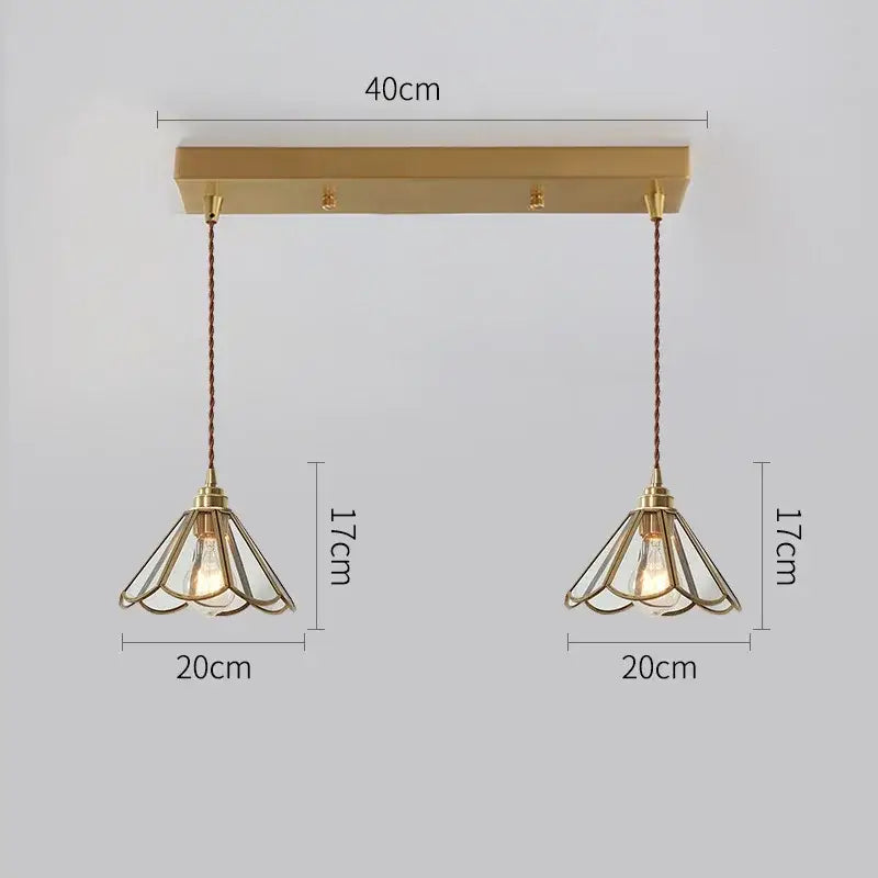 Modern brass glass copper led pendant lights dining room bell shape