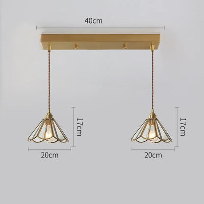 Modern brass glass copper led pendant lights dining room bell shape