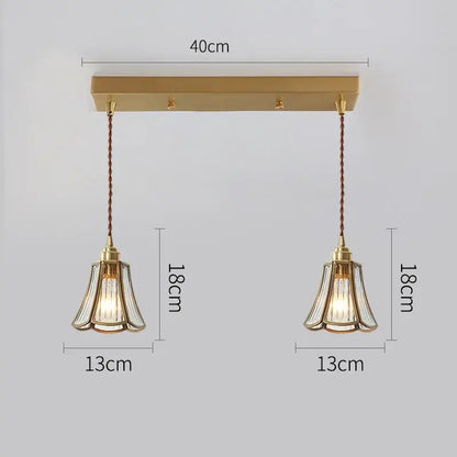 Modern brass glass copper led pendant lights dining room bell shape