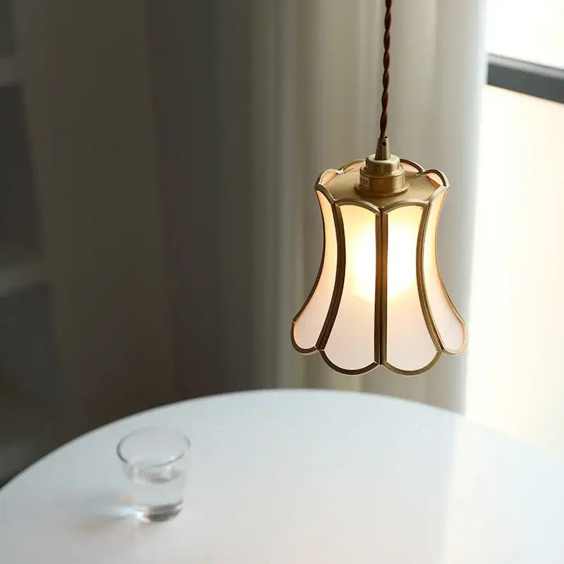 Modern brass glass copper led pendant lights dining room bell shape