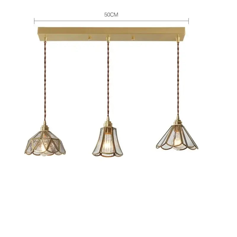 Modern brass glass copper led pendant lights dining room bell shape