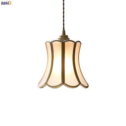 Modern brass glass copper led pendant lights dining room bell shape