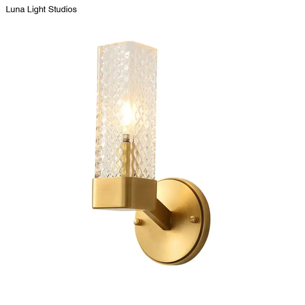 Modern brass glass cubic wall lamp living room e12 e14 light