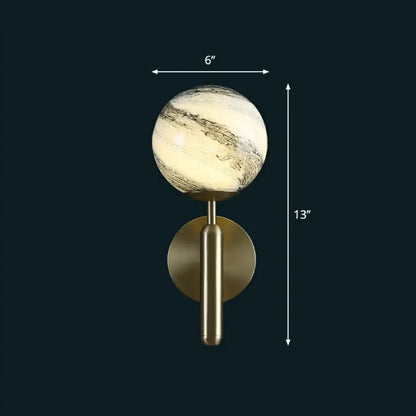 Modern brass glass globe wall mount light living room sconce