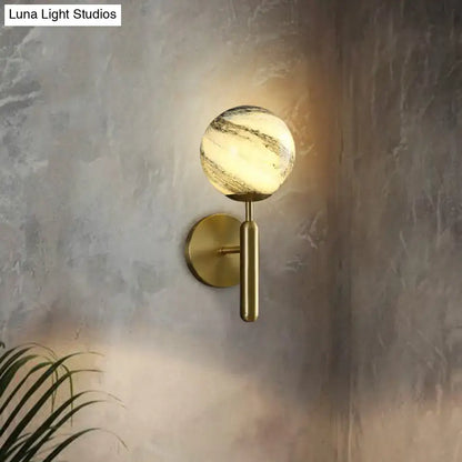 Modern brass glass globe wall mount light living room sconce