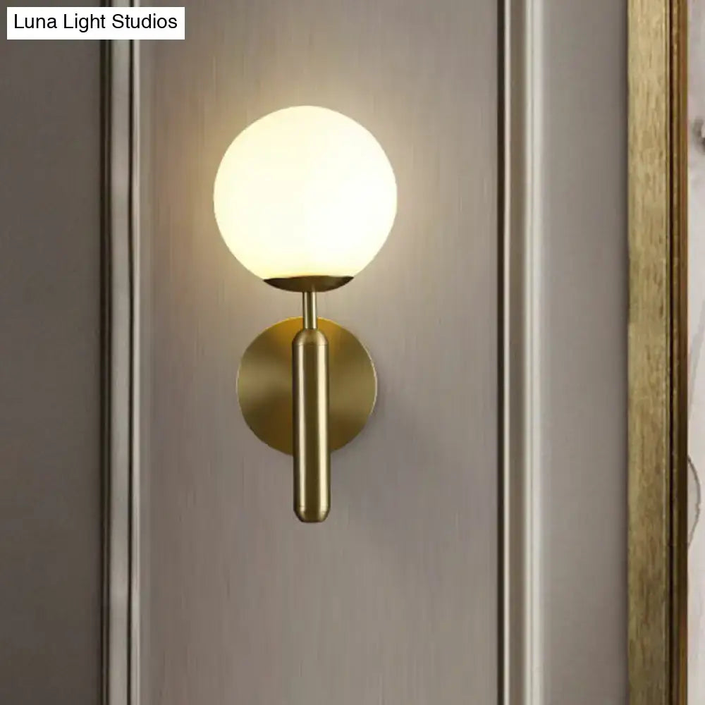 Modern brass glass globe wall mount light living room sconce
