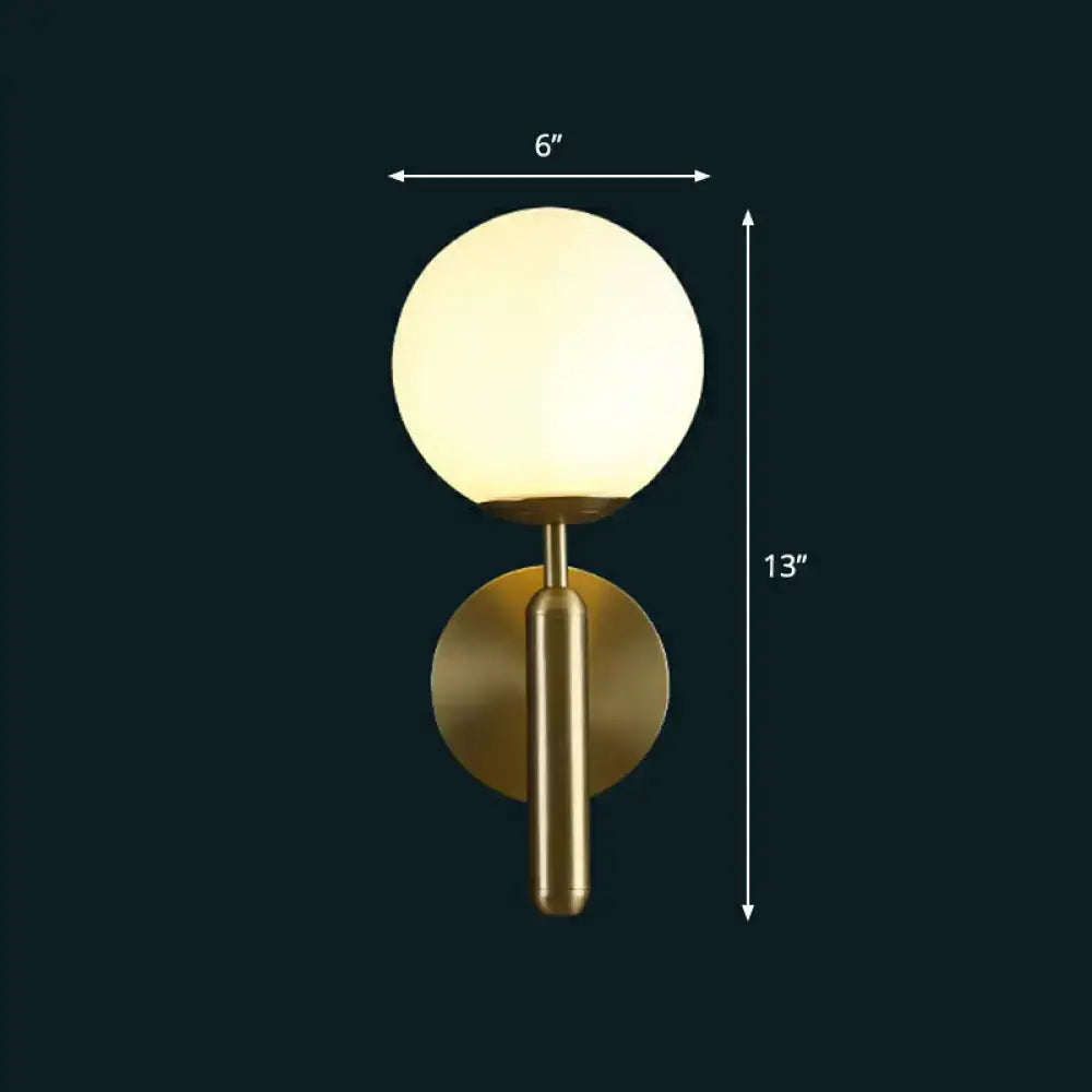 Modern brass glass globe wall mount light living room sconce
