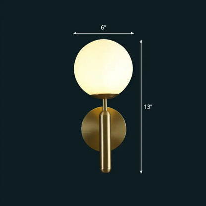 Modern brass glass globe wall mount light living room sconce
