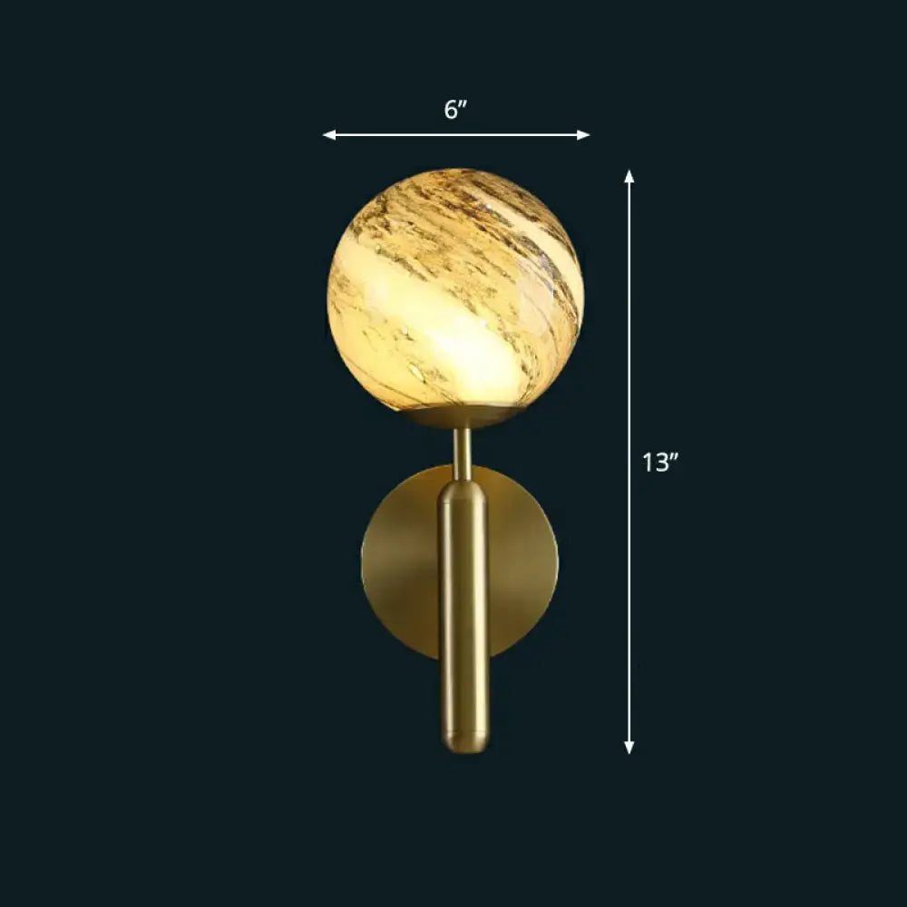 Modern brass glass globe wall mount light living room sconce