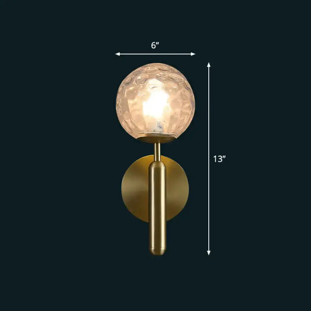 Modern brass glass globe wall mount light living room sconce