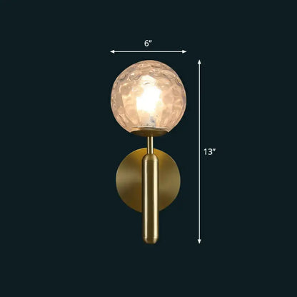 Modern brass glass globe wall mount light living room sconce