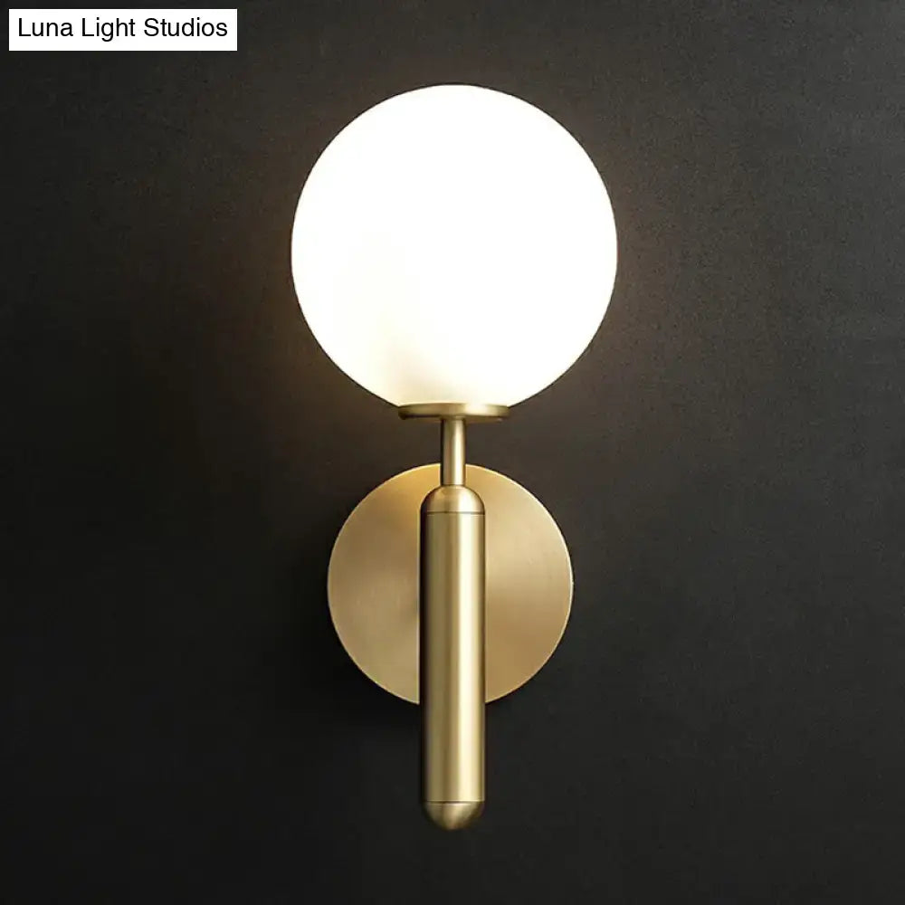 Modern brass glass globe wall mount light living room sconce