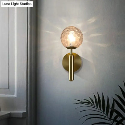 Modern brass glass globe wall mount light living room sconce