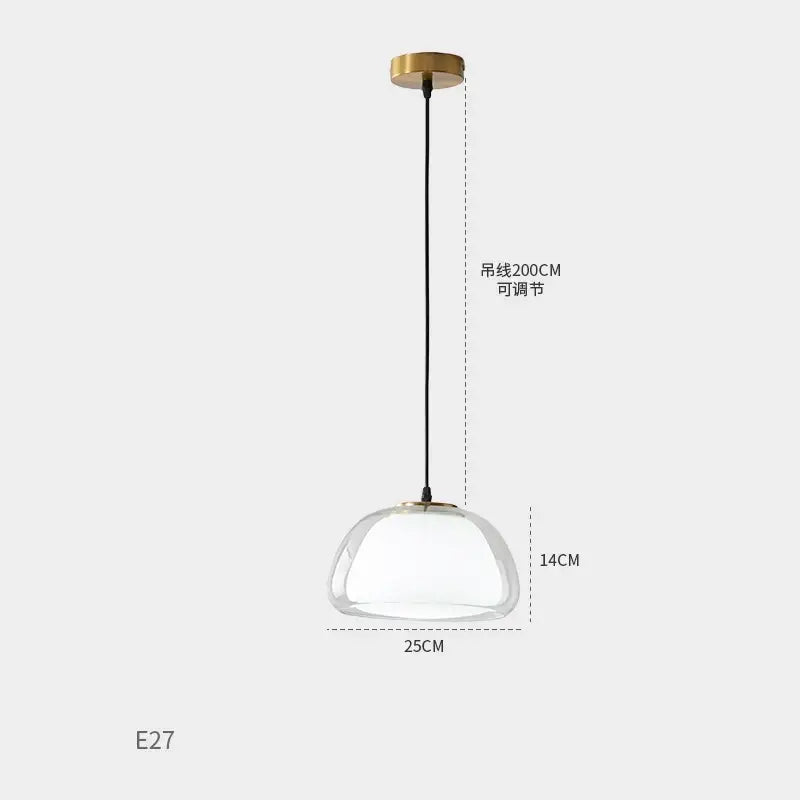 Modern brass glass jelly pendant lamp for dining room