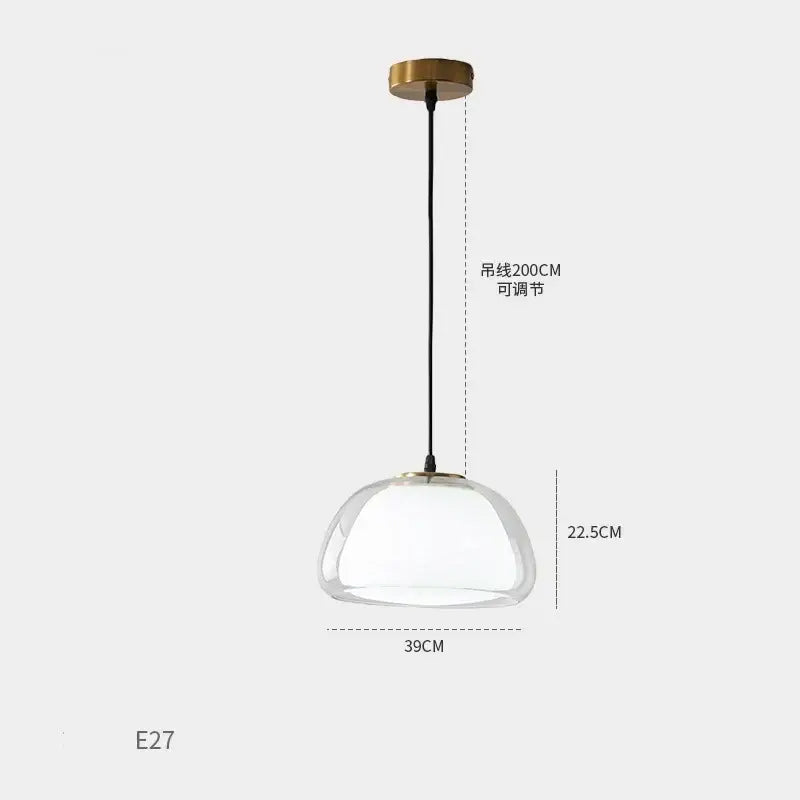 Modern brass glass jelly pendant lamp for dining room